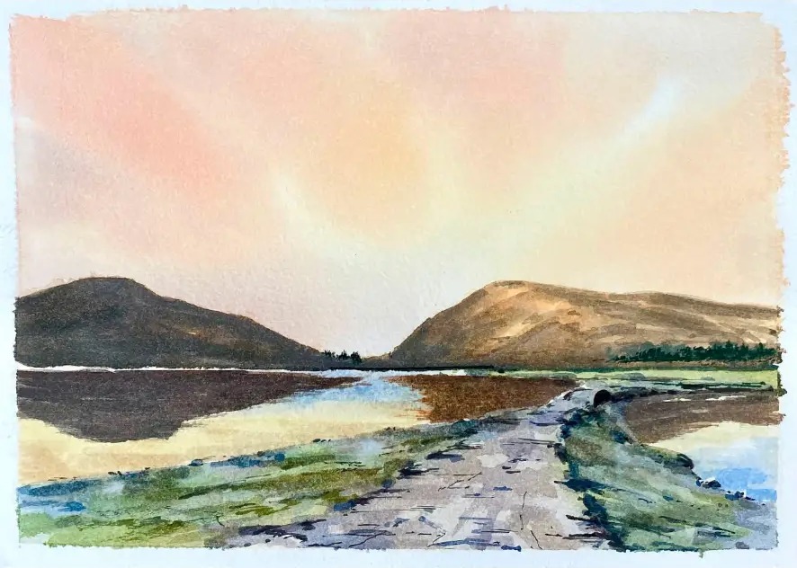 Old Road, Spelga — Watercolour on paper by Stephen Rooney