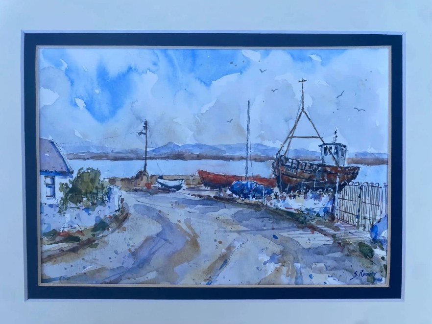 The Old Trawler, Aaranmore Island, County Donegal — Pen & watercolour · mounted by Stephen Rooney