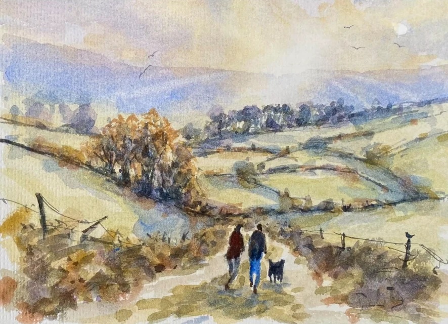 The Long Walk Home — Watercolour on paper by Stephen Rooney