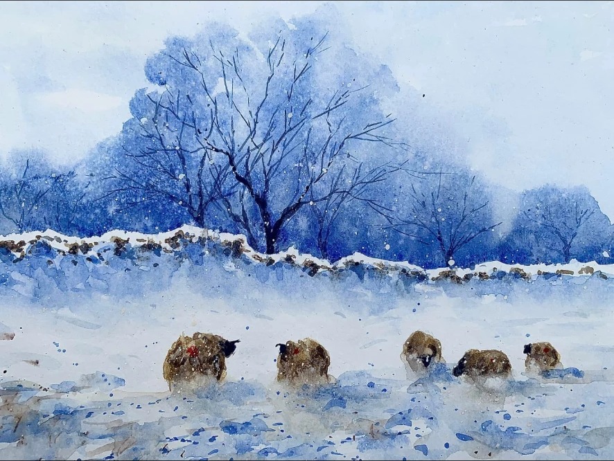 Snowfall — Watercolour on paper by Stephen Rooney