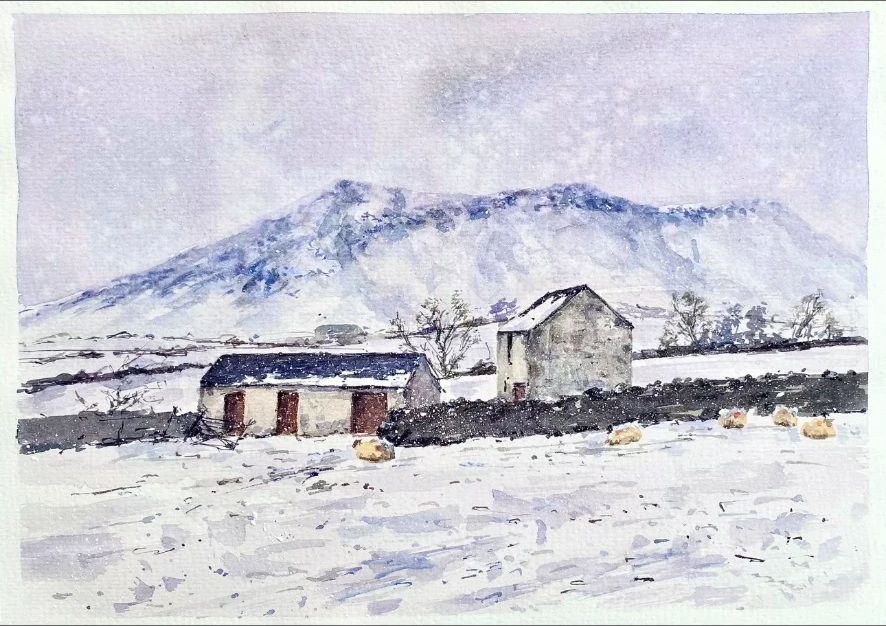 Sky full of Snow — Watercolour on paper by Stephen Rooney