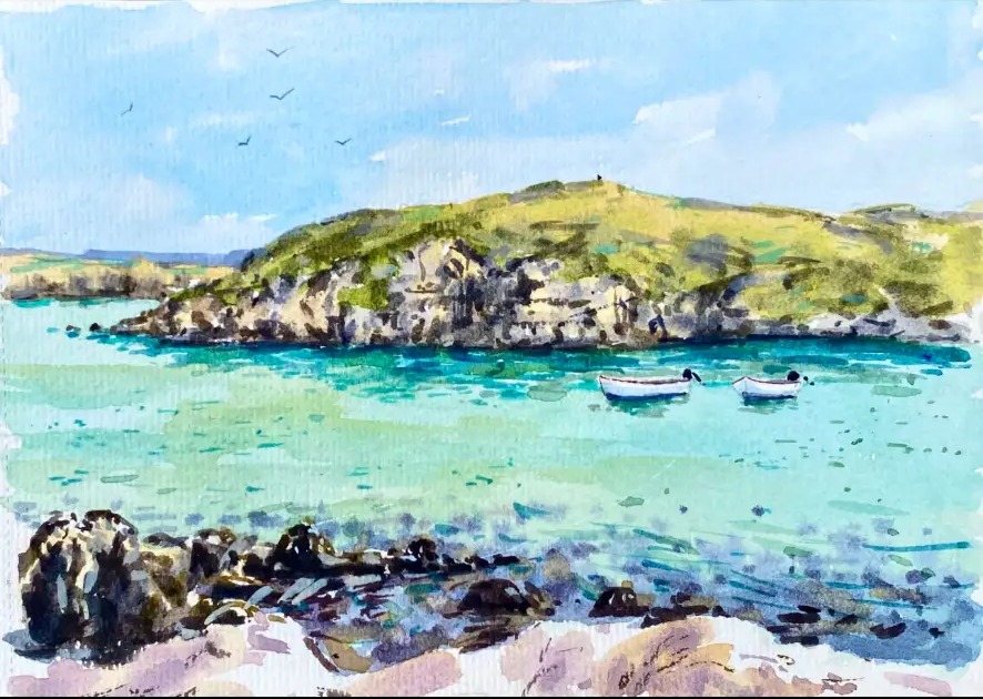 Boat Strand, Carrickfinn, Donegal — Watercolour on paper by Stephen Rooney