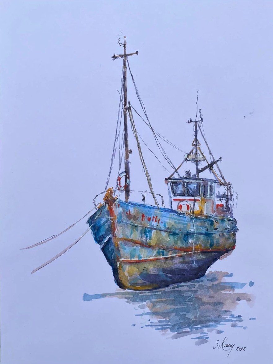 At Anchor — Pen & wash · 2022 by Stephen Rooney